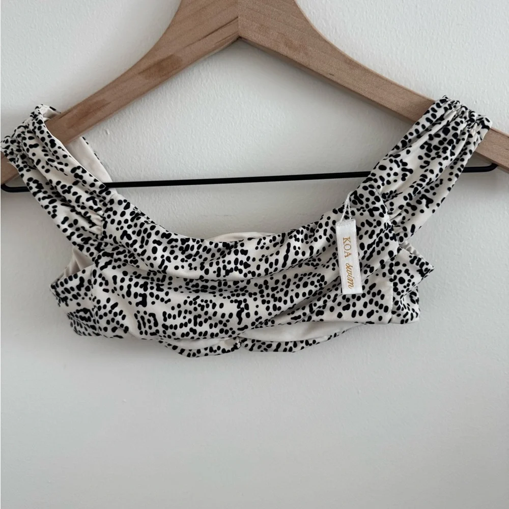 KOA Swim Oasis Reversible Bikini Top Polka Dot/Shell Print Boho Size XS MSRP $94